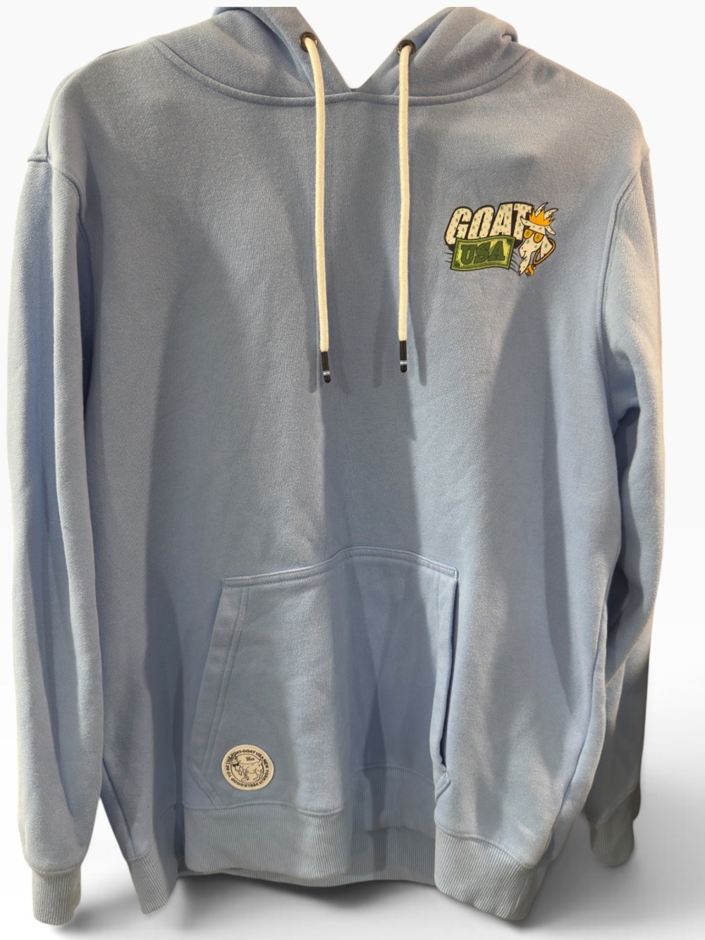 GOAT USA Light Blue Pullover Hoodie with Contrast Drawcords